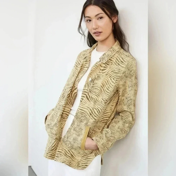 Pilcro Anthropologie Zebra Animal Print Lightweight Cotton Button Up Jacket(M) - Picture 1 of 11
